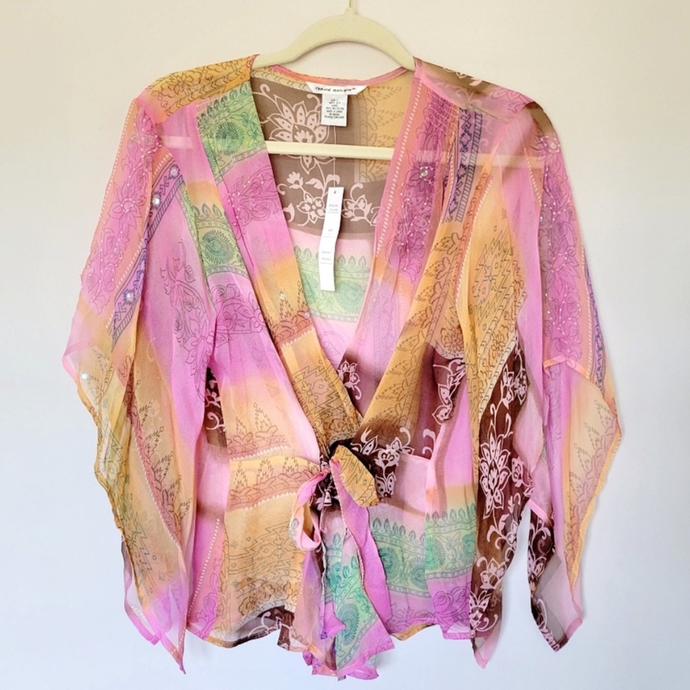 RICHARD MALCOLM | NWT | 100% silk | beautiful chiffon shirt to layer this fall